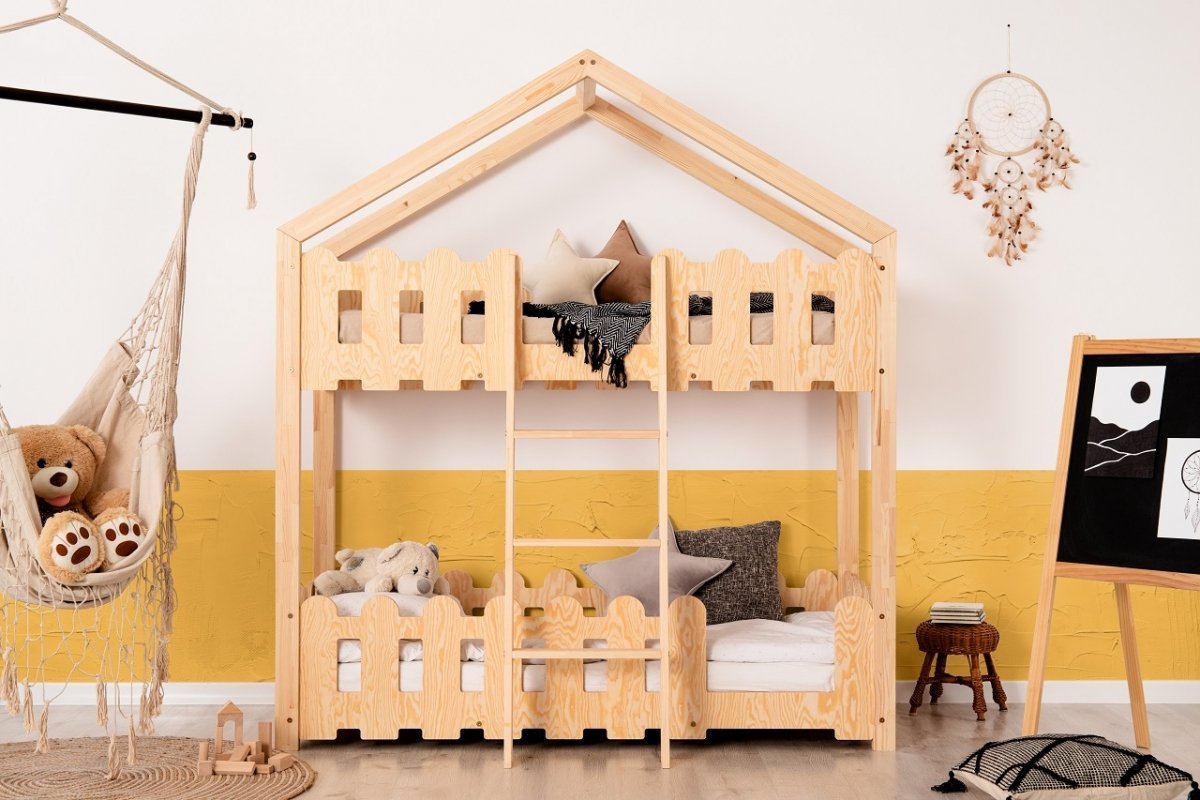 NIKITA Lit superposé cabane enfant en bois de pin